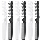 6pcs  Foldable Brush Comb  Anti-static Hair Comb  Double Headed  Plastic  Black 