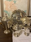Antique 1920 Wilcox Intl Silver Co Paisley 4pc Tea Coffee Set Tray