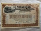 Pittsburgh Youngstown   Ashtabula Railroad Company Stock Certificate Side View
