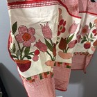 Vintage Handmade Kitchen Apron Full Bib Red Gingham Floral 3 Pocket Tie Lace