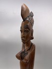 Vintage Old Antique Rosewood Tribal Hand Carved Wooden Woman Statue Candle Stand