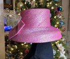 Vintage Donna Vinci Couture Hat  Magenta With Bow And Box
