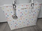 Michael Kors Jet Set Medium Carryall Airplane Print Tote White Bag Logo - New