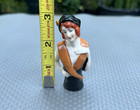 Antique German Art Deco 3  Porcelain Boudoir Brush Half Doll - Flapper Redhead