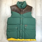 Vtg Polo Ralph Lauren Prl Vest Goose Down Leather Puffer Western Yoke Mens Small