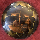 2-vintage Turkish Etched Copper Plate Istanbul Wall Plaque 8 In  1970s