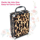 Makeup Kit Gift Set - Leopard Print Travel Case 24 Eye Shadows 4 Lip Glosses 2 B