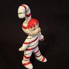 Vintage Lefton Candy Cane Kid Elf Pixie Christmas Figurine Touching Face Nice 