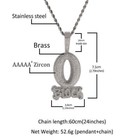 5a Cz Men O Block Iced Pendant Chain Necklace 18k Gold Plated 24  Hip Hop Silver