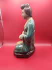 Vintage Chinese Mudman Statue Of Woman Holding A Drum