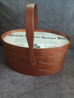 Vintage Shaker Cherry Wood Oval Sewing Box With Handle 10   x7    Sudberry House New