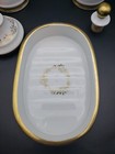 3 Pc Vintage White Gold Dresser Vanity Set Jars And Soap Dish Numbered