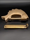 Vintage Chinese Classical Carved Art Fish Style Figurine Brass Padlock Lock Key