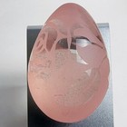 Vintage Crystal Art Glass Pilgrams Egg Collection Pink Etched Rose