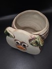 Ceramic Pottery Pig Face Planter Matte Beige Brown Green Orange 4 In