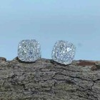 2ct Round Cut Moisanite Men s Cluster Stud Earrings 14k White Gold Plated