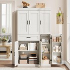 71inch Tall 6   door Storage Pantry Cabinet For Kitchen Dining 7 Shelves 1 Drawer