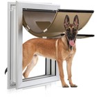Durable Aluminum Pet Door For Dogs  Medium Magnetic Double Flap  Weather