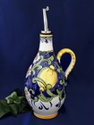 Italian Pottery Lemon Scroll Handled Olive Oil Bottle Made In Italy 18 Oz