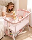 3-in-1 Baby Bassinet Beside Sleeper Crib With 5-level Adjustable Heights Pink