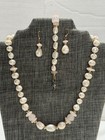 Handmade 20 Inch Long Freshwater Pearl Necklaces  Earrings And Bracelet Set 