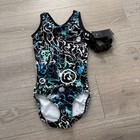 Nwt Gym Gear Leotards Kids Black Canada Graffiti Gymnastics dance Leotards Sz L