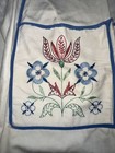 Vintage Apron 1940s 50s Hand Sewn Embroidered 2 Pocket Apron Beautiful