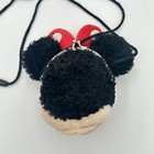 Vtg Disneyland Minnie Mouse Plush Coin Purse Bag Red Bow W  Strap Rare Disney