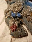 9 25  Antique Native American Iroquois Beaded Pin Cushion wall Pocket  19th C 