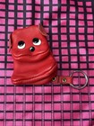 Vintage Kid s Red Leather Zipper Coin Purse Dog Quirky 80-90   s Rare Key Ring D7
