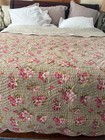 Shabby Chic Cottage Style 100  Cotton Floral Scalloped Hem Quilt King 100 X 106
