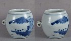 19c Chinese Scholar Porcelain Bird Cage Feeder   Water Cup