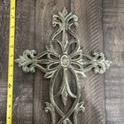 Cast Iron Cross Wall Decor Weathered Rustic Large 20 5    Gothic Ornate Hanging