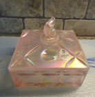 1998 Fenton Glass Champagne Pink Satin Iridescent Koi Fish Trinket Box 9080 Pq