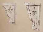 Distressed White Fleur-de-lis Design Wood Corbels Shelf Brackets Vsb-019
