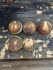 Lot Of 5 1930s early Antique Vintage Wood Croquet Balls -great Primitive Decor