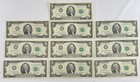 1976  2 Lot Of 10 Circulated Notes Two Dollar Paper Money Currency All Ten