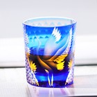 Japanese Style Edo Kiriko Glass Whisky Glass Tumbler Hand Cut To Clear Blue 9oz