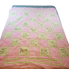 Antique Hand Embroidered Quilted Farm Life Blanket Rare W Fence Country Core