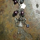 Child Charm Key Chain Silver Purple Beaded Metal Acrylic For Women Angel Theme