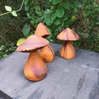 Lot Of 3 Chainsaw Carving Mushroom Wood Carving Fairy Garden Osage Orange 