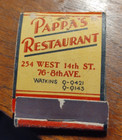 Feature Matchbook Original Pappas Restaurant  legendary Greek Greenwich Village