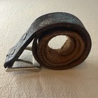 Steven Tooled Brown Leather Belt With Silver Buckle 1 1 8    W X 36 1 4    L