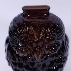 Vintage Wise Old Owl Dark Amber Brown Figural Glass Bank