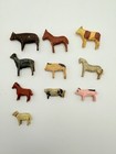 Lot Of 10 Antique German Erzgebirge Carved Wood Animals Miniature Toys