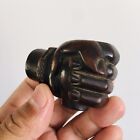 Antique Chinese Fist Decorated Boxwood Opium Bowl Damper   s Base  Very Big  