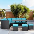 U-max 7 Pieces Outdoor Furniture Set Patio Wicker Rattan Sectional Sofa W  Table