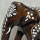 Vintage Indian Elephant Dark Wood Inlaid Hand Carved Elephant 5   