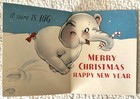 Unused Christmas Snowman Look Kinda Big Snow Print Vtg Greeting Card 1940s 1950s