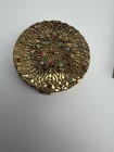 Vintage Gold Plated Encrusted Rhinestone Compact And Makeup Set Original Box
